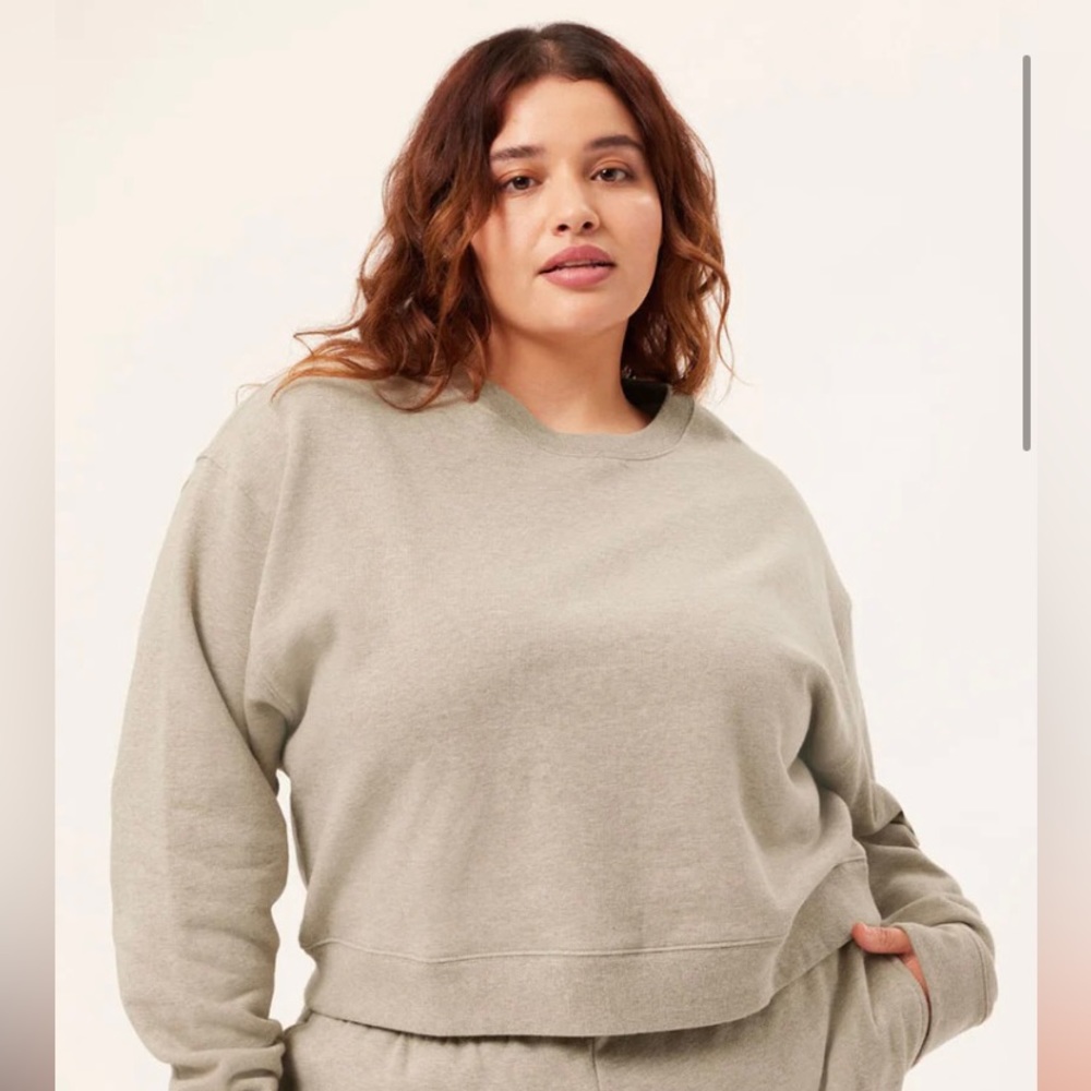 Girlfriend Collective 50/50 Cropped Sweatshirt size XL color porcini heather